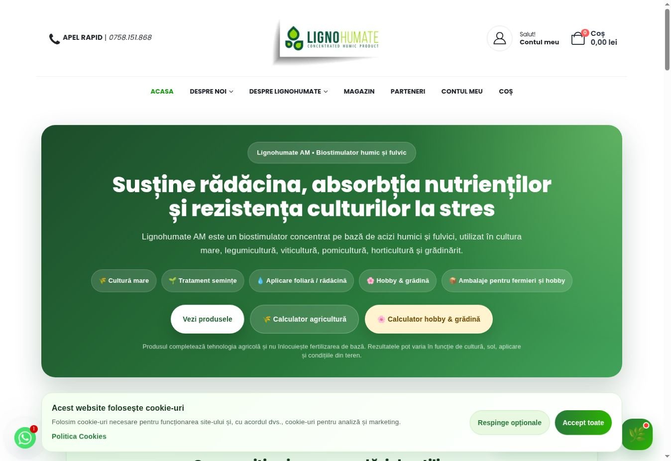Preview Lignohumate — prezentarea website-ului